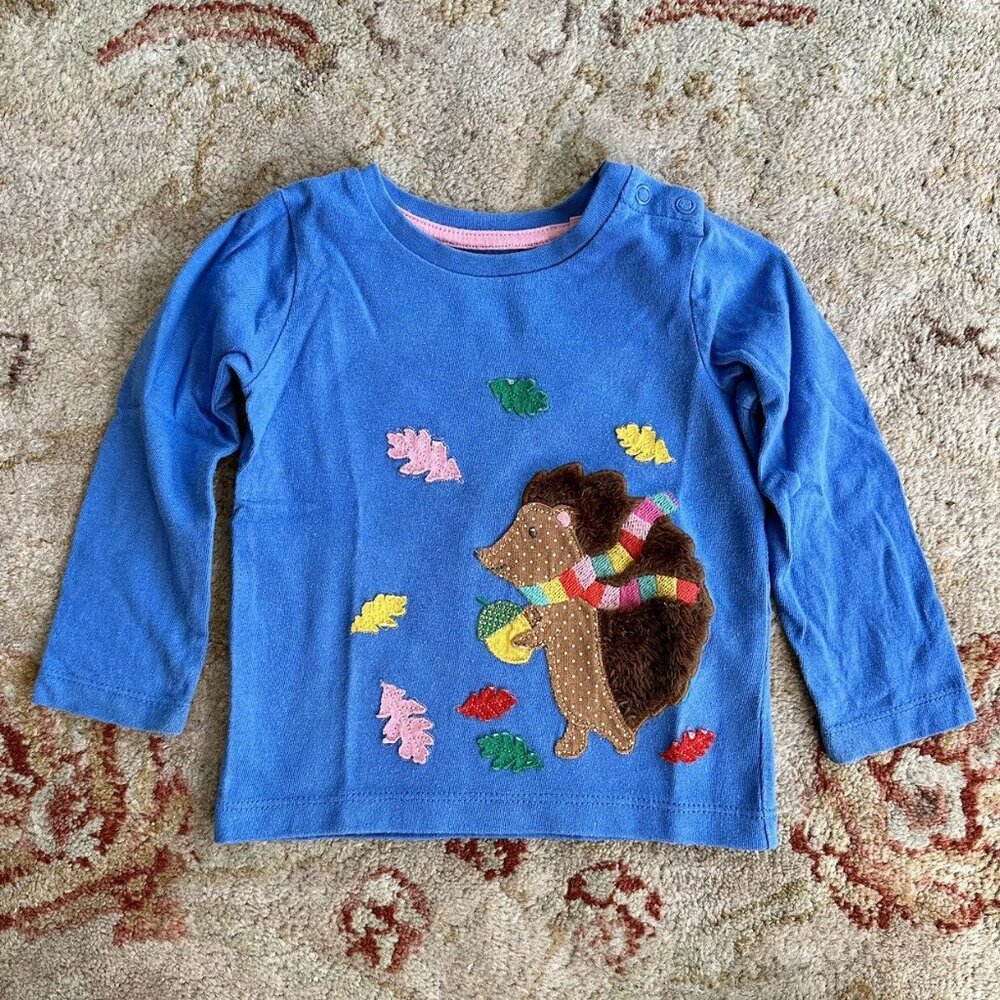 Baby Boden Hedgehog Appliqué Tee
